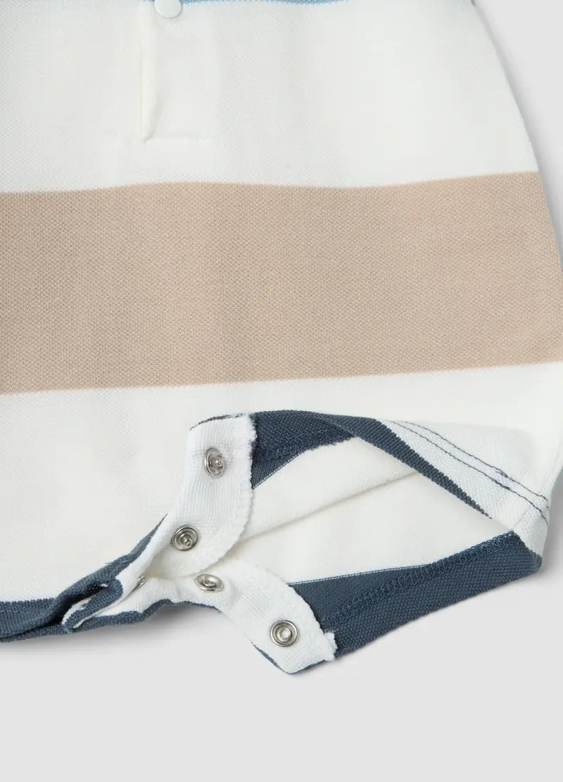 Pagliaccetto In Puro Cotone A Righe Multicolor Da Neonato, Multicolor miniatura 3