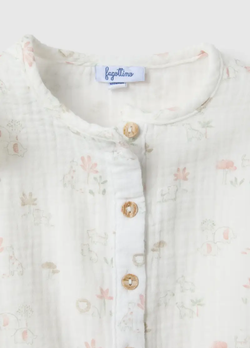 Pagliaccetto In Puro Cotone Bianco Da Neonata Con Volant, Bianco miniatura 3