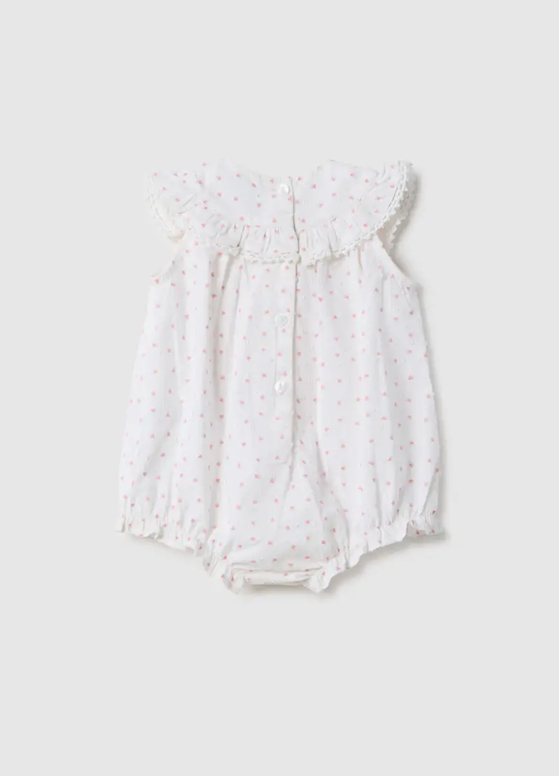 Pagliaccetto In Puro Cotone Bianco Per Neonata, Multicolor miniatura 2