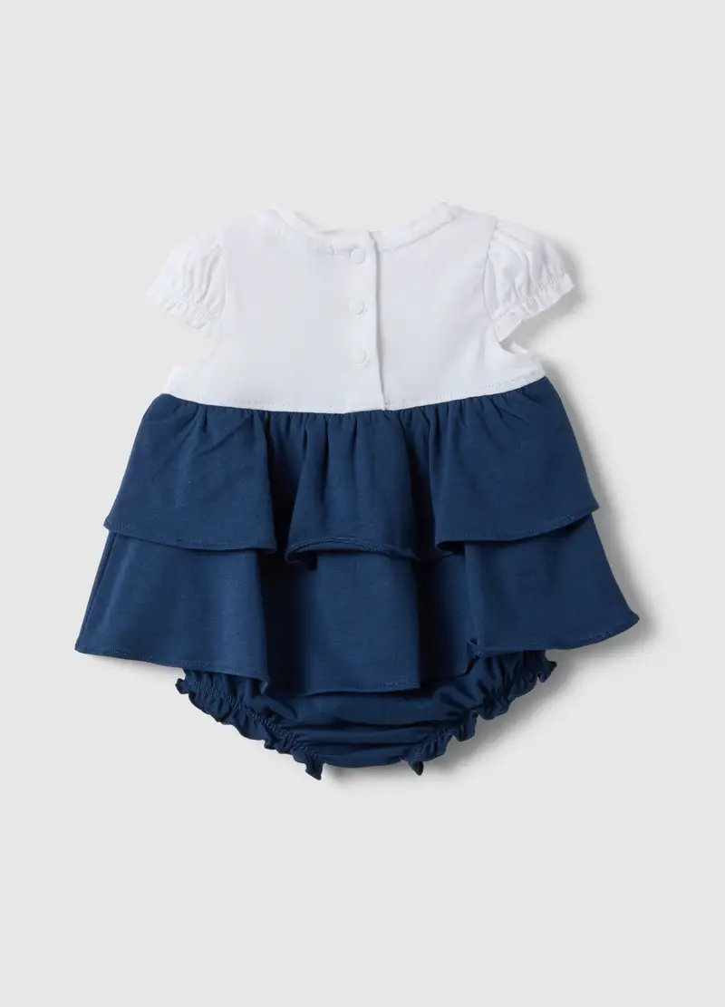 Pagliaccetto In Puro Cotone Multicolor Da Neonata Con Balze E Pesci, Multicolor miniatura 2