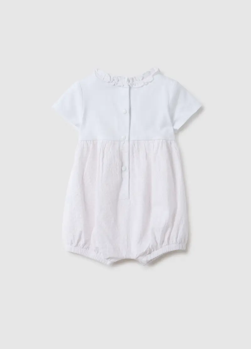 Pagliaccetto In Puro Cotone Multicolor Da Neonata Con Collo A Volant, Multicolor miniatura 2