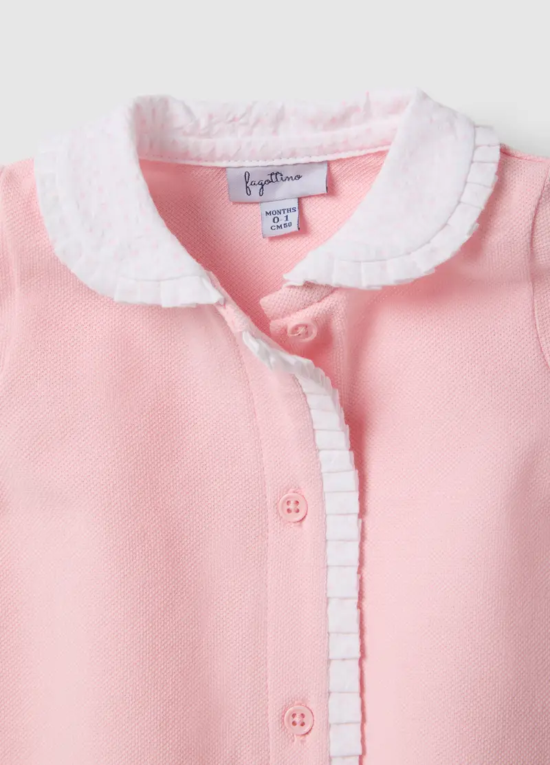 Pagliaccetto In Puro Cotone Rosa Da Neonata Con Colletto A Punta, Rosa miniatura 3