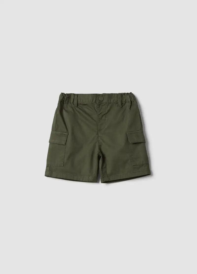 Pantaloncini Cargo In Puro Cotone Verdi Da Bimbo Regular Fit, Bambino, Verde