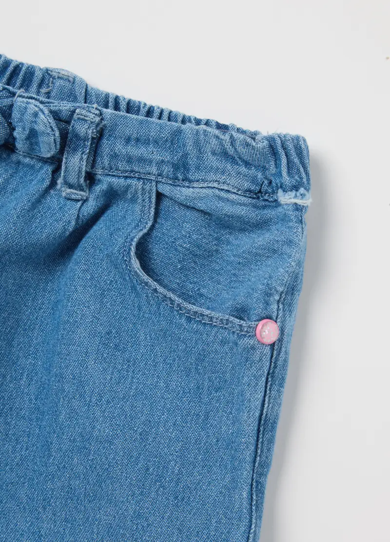 FAGOTTINO, Pantaloncini Da Neonata In Puro Cotone Denim Regular Fit, Bambina, Denim, Taglia: 9-12 miniatura 2