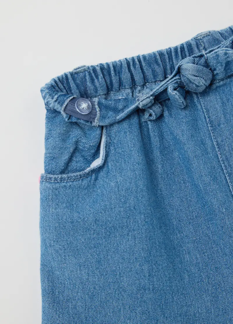 FAGOTTINO, Pantaloncini Da Neonata In Puro Cotone Denim Regular Fit, Bambina, Denim, Taglia: 9-12 miniatura 3