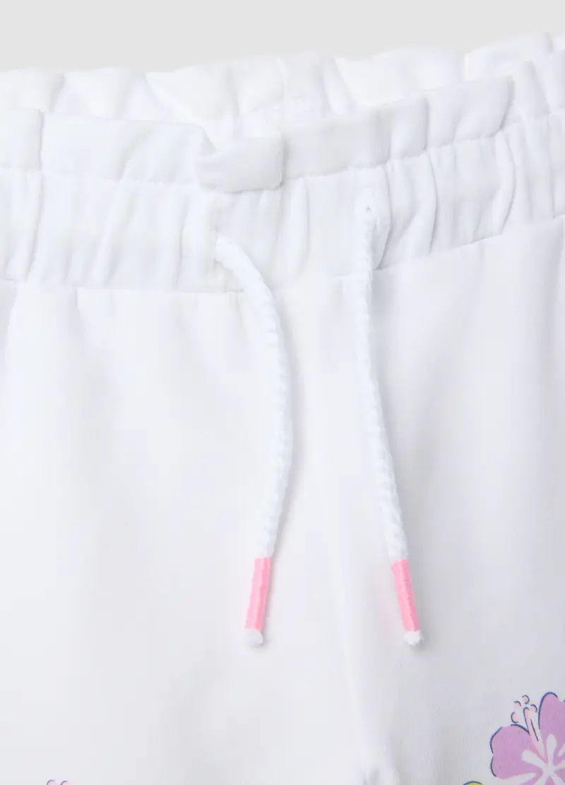 Pantaloncini In Cotone Elasticizzato Bianchi Da Bimba Regular Fit, Bambina, Bianco miniatura 3