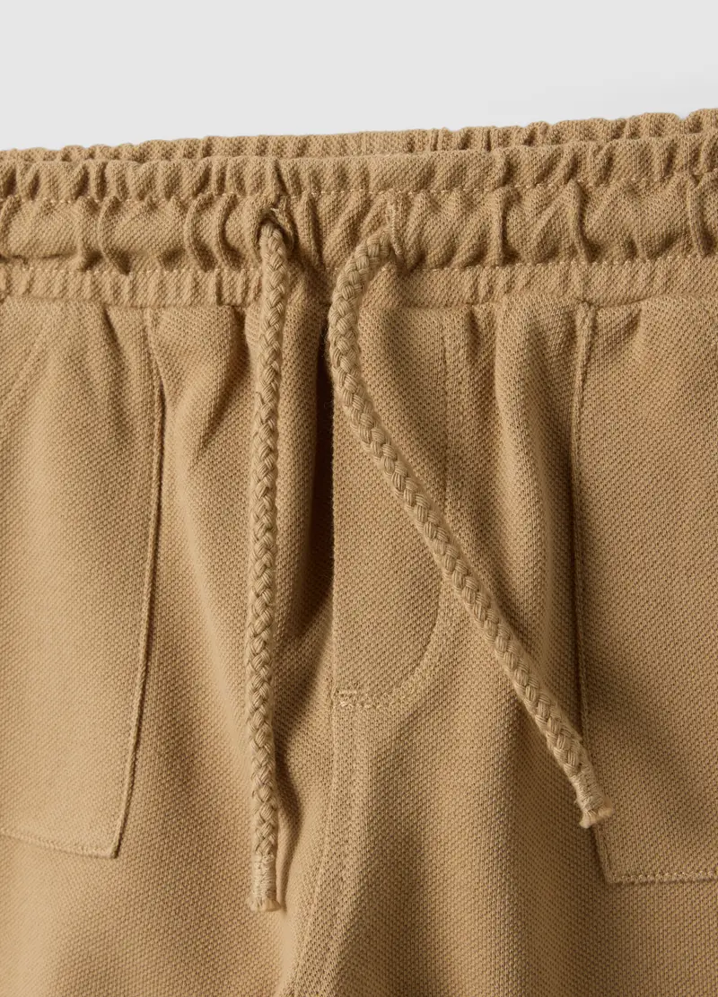 Pantaloncini In Puro Cotone Beige Da Bimbo Regular Fit, Bambino, Beige miniatura 3