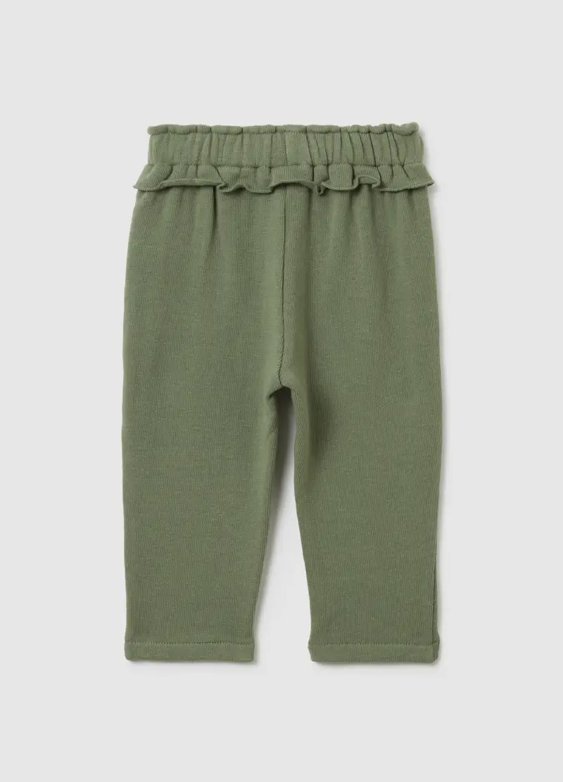 Pantaloni Baggy Da Bimba In Cotone Elasticizzato Verdi, Bambina, Verde miniatura 2