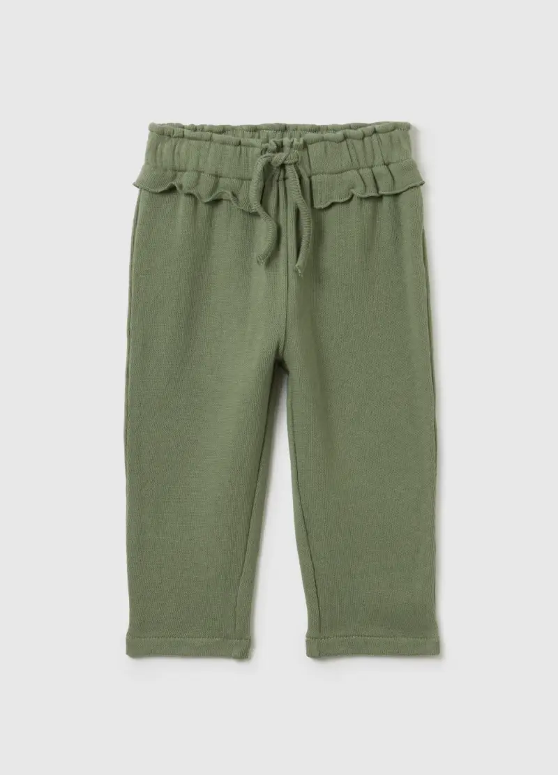 Pantaloni Baggy Da Bimba In Cotone Elasticizzato Verdi, Bambina, Verde