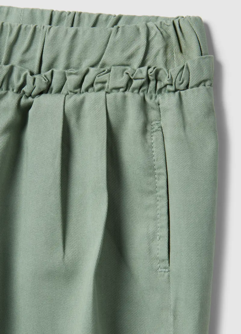 Pantaloni Baggy In Lyocell E Cotone Verdi Da Bimba, Bambina, Verde miniatura 3