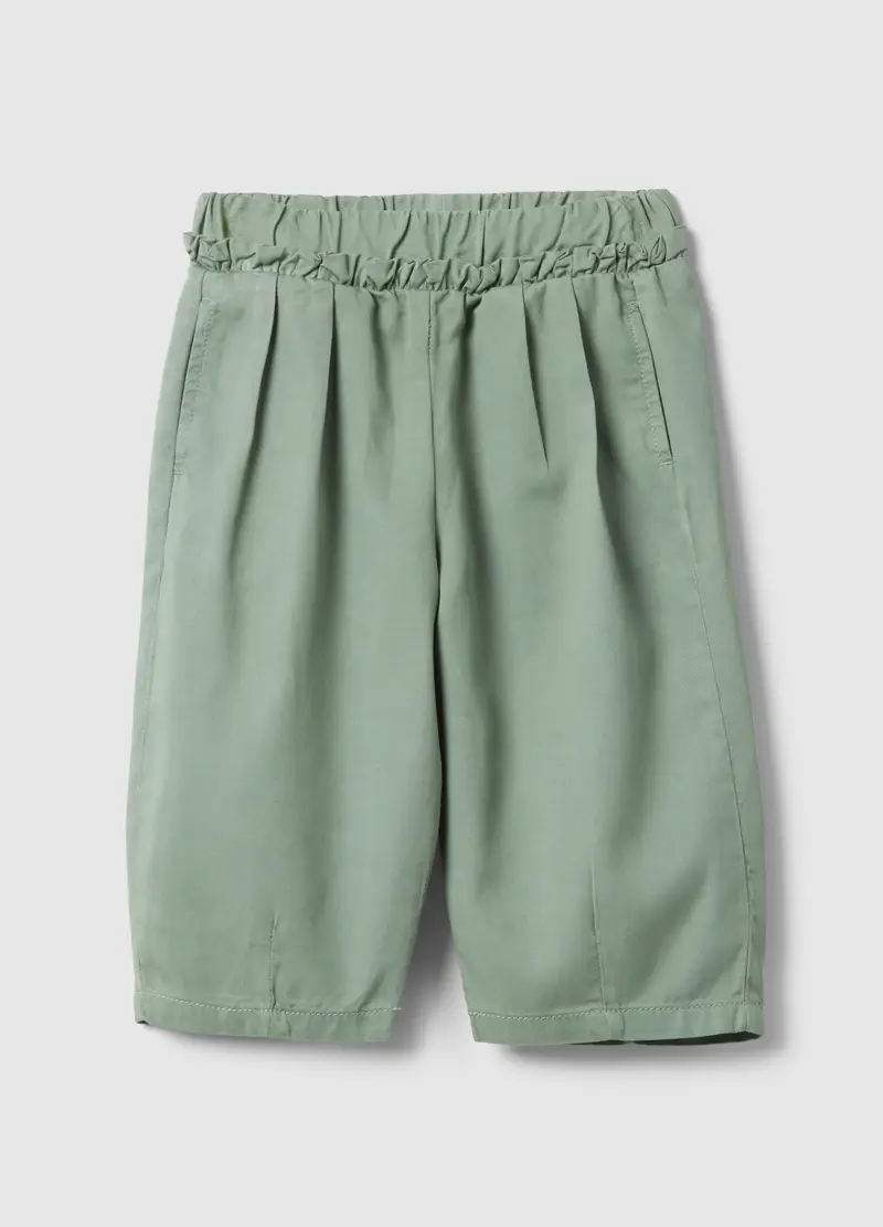Pantaloni Baggy In Lyocell E Cotone Verdi Da Bimba, Bambina, Verde