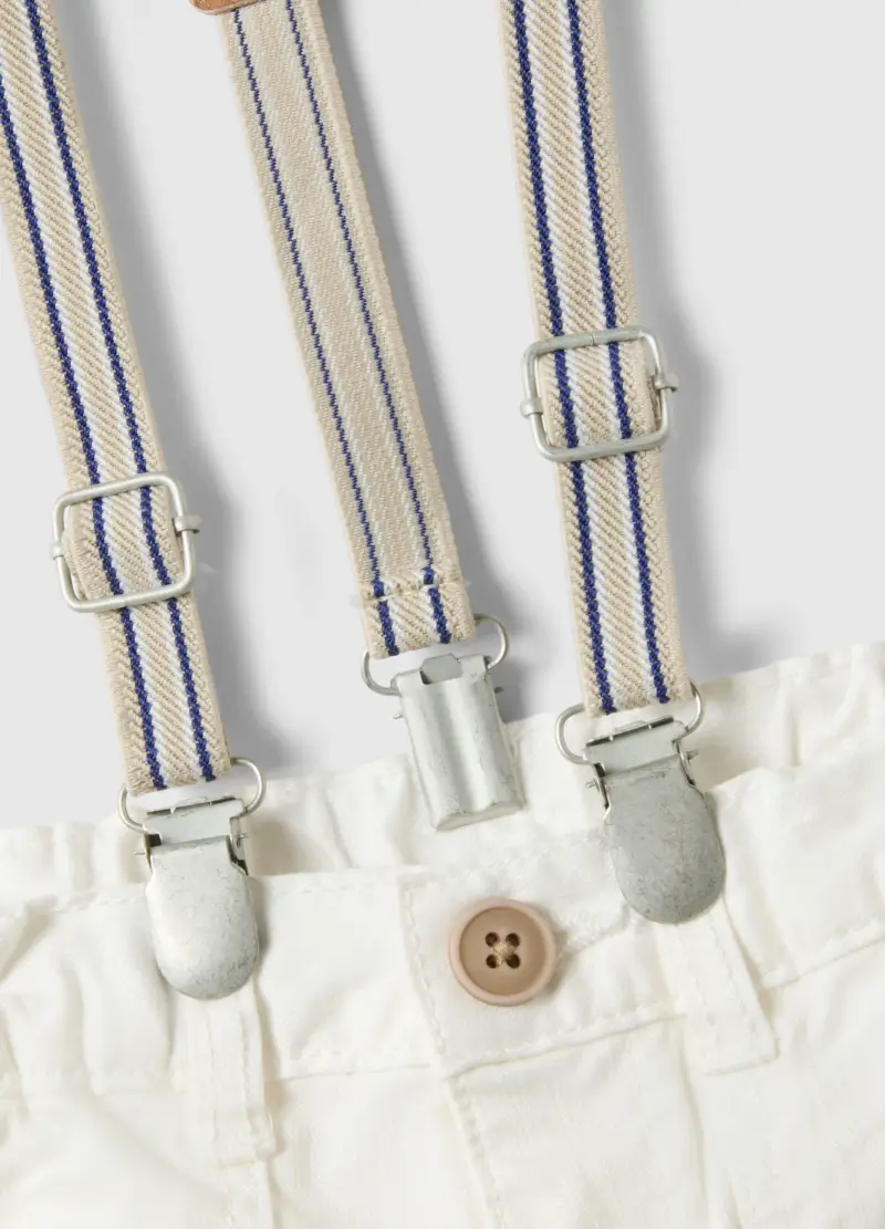 Pantaloni Bianchi In Cotone Elasticizzato Regular Fit Per Bimbo, Bambino, Bianco miniatura 3