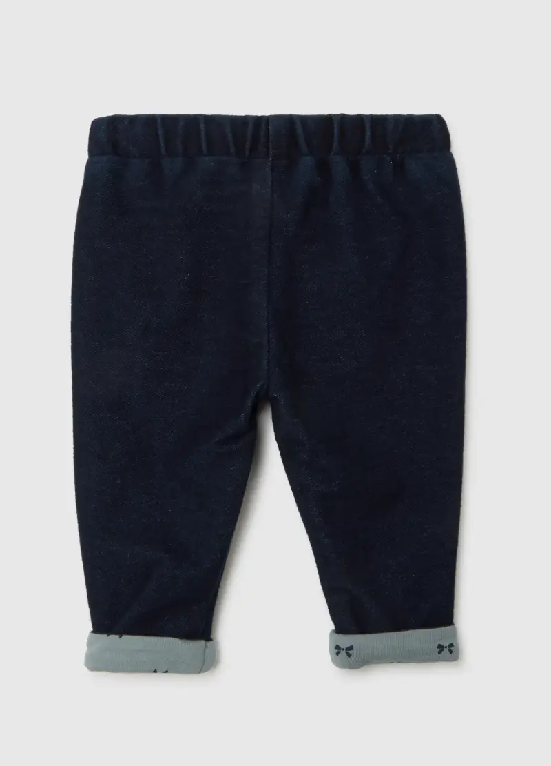 Pantaloni Blu Da Neonata In Misto Cotone Regular Fit Con Fiocchi, Blu miniatura 2