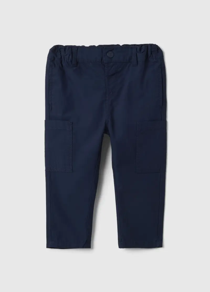 Pantaloni Cargo In Puro Cotone Blu Da Bimbo Regular Fit, Bambino, Blu