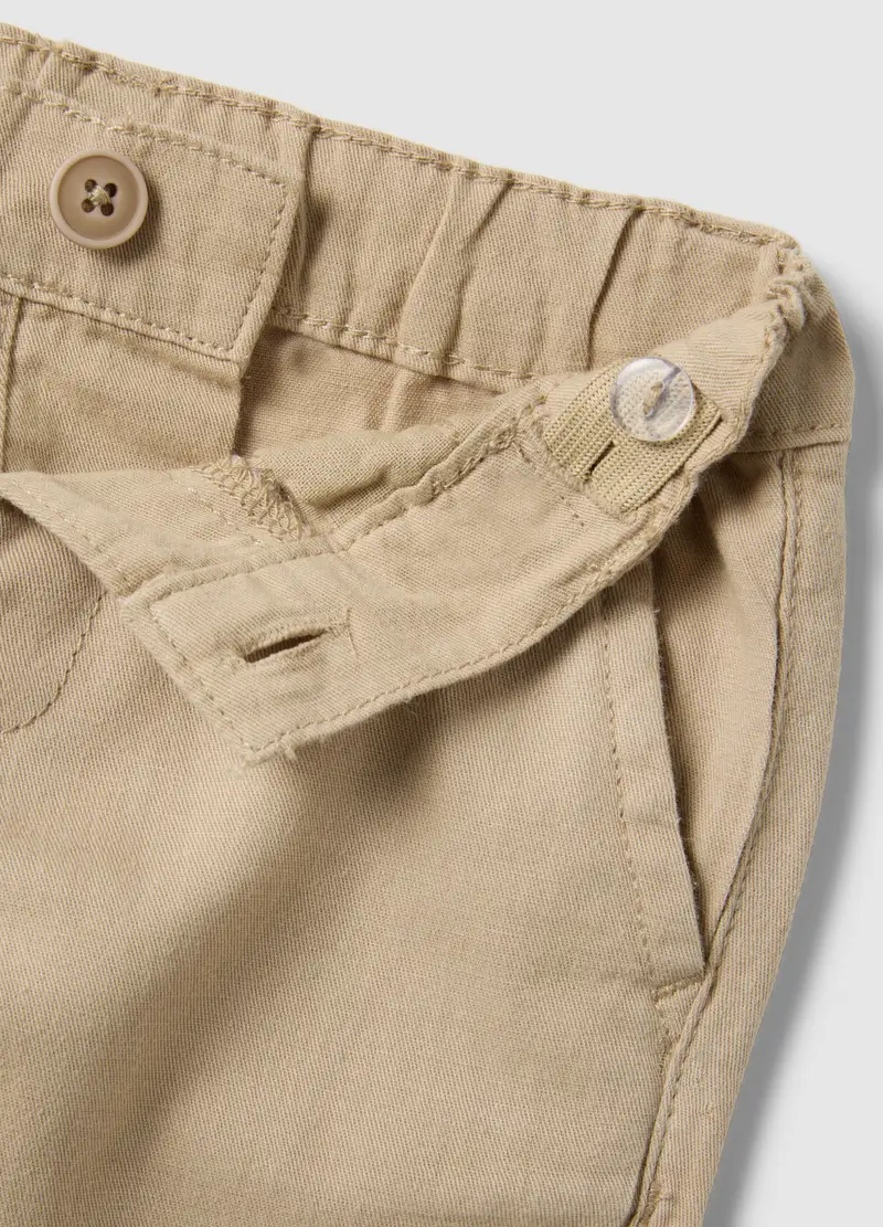 Pantaloni Chino In Misto Cotone E Lino Beige Da Bimbo Regular Fit, Bambino, Beige miniatura 3