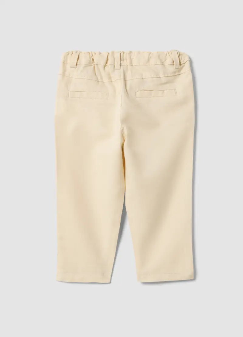Pantaloni Chino In Misto Lino E Cotone Beige Da Bimbo Regular Fit, Bambino, Beige miniatura 2