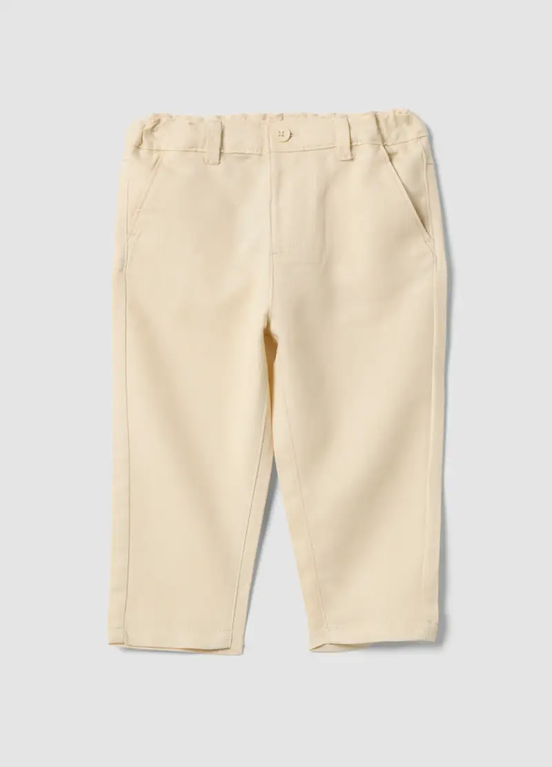Pantaloni Chino In Misto Lino E Cotone Beige Da Bimbo Regular Fit, Bambino, Beige