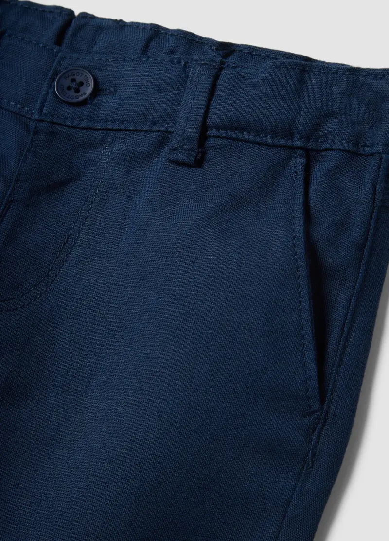 Pantaloni Chino In Misto Lino E Cotone Blu Da Bimbo Regular Fit, Bambino, Blu miniatura 3