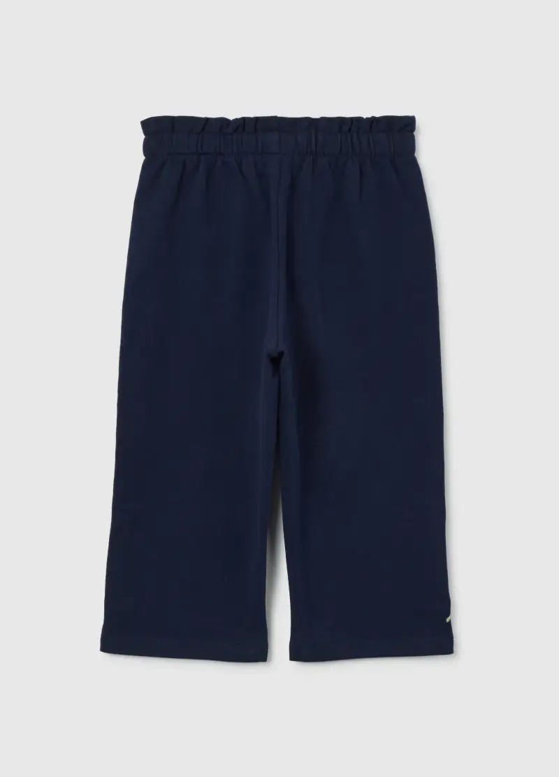 Pantaloni Corti Blu Da Bimba In Cotone Elasticizzato Con Fiocchetti, Bambina, Blu miniatura 2