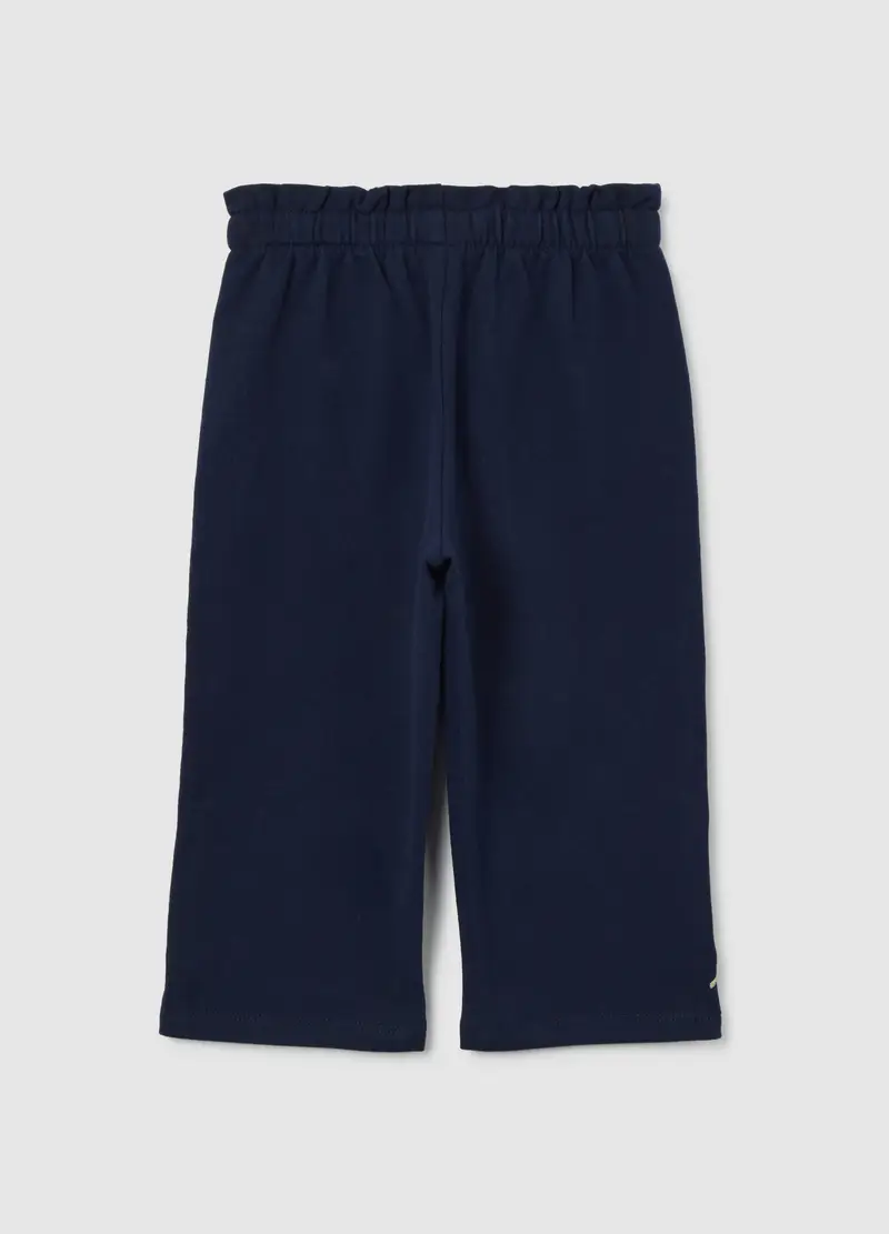 Pantaloni Corti Blu Da Bimba In Cotone Elasticizzato Con Fiocchetti, Bambina, Blu miniatura 2