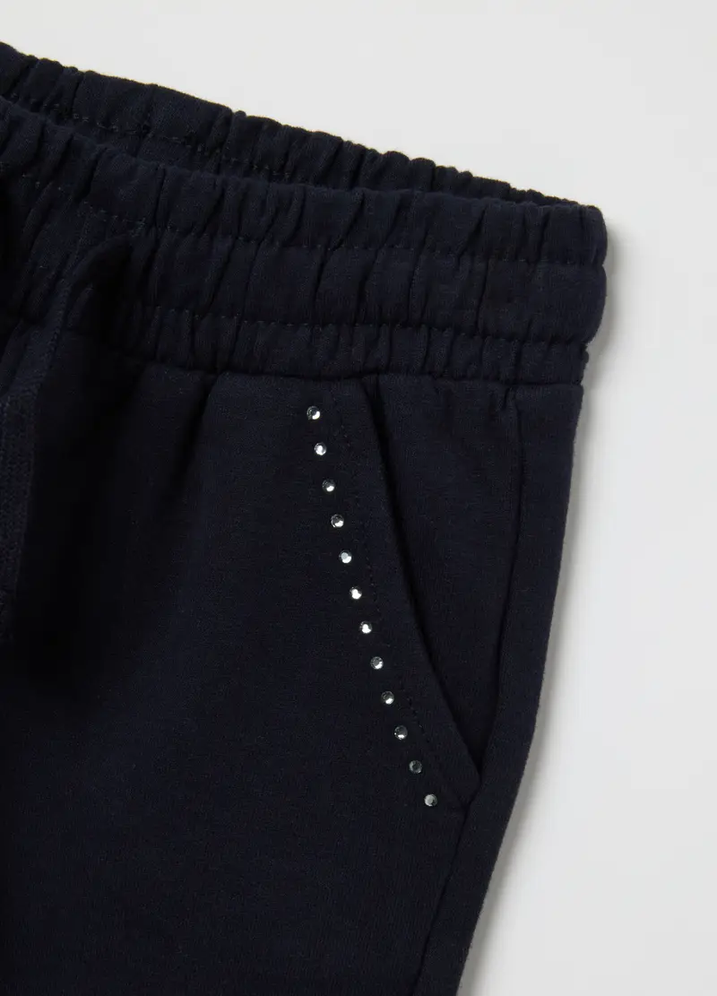 Pantaloni Da Bambina In Cotone Elasticizzato Blu Regular Fit, Blu miniatura 3