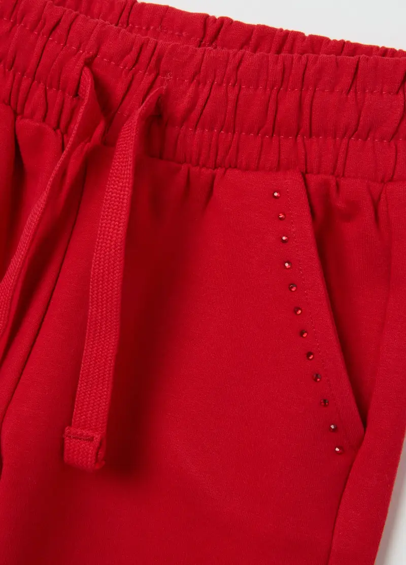 Pantaloni Da Bambina In Cotone Elasticizzato Roso Regular Fit, Rosso miniatura 3