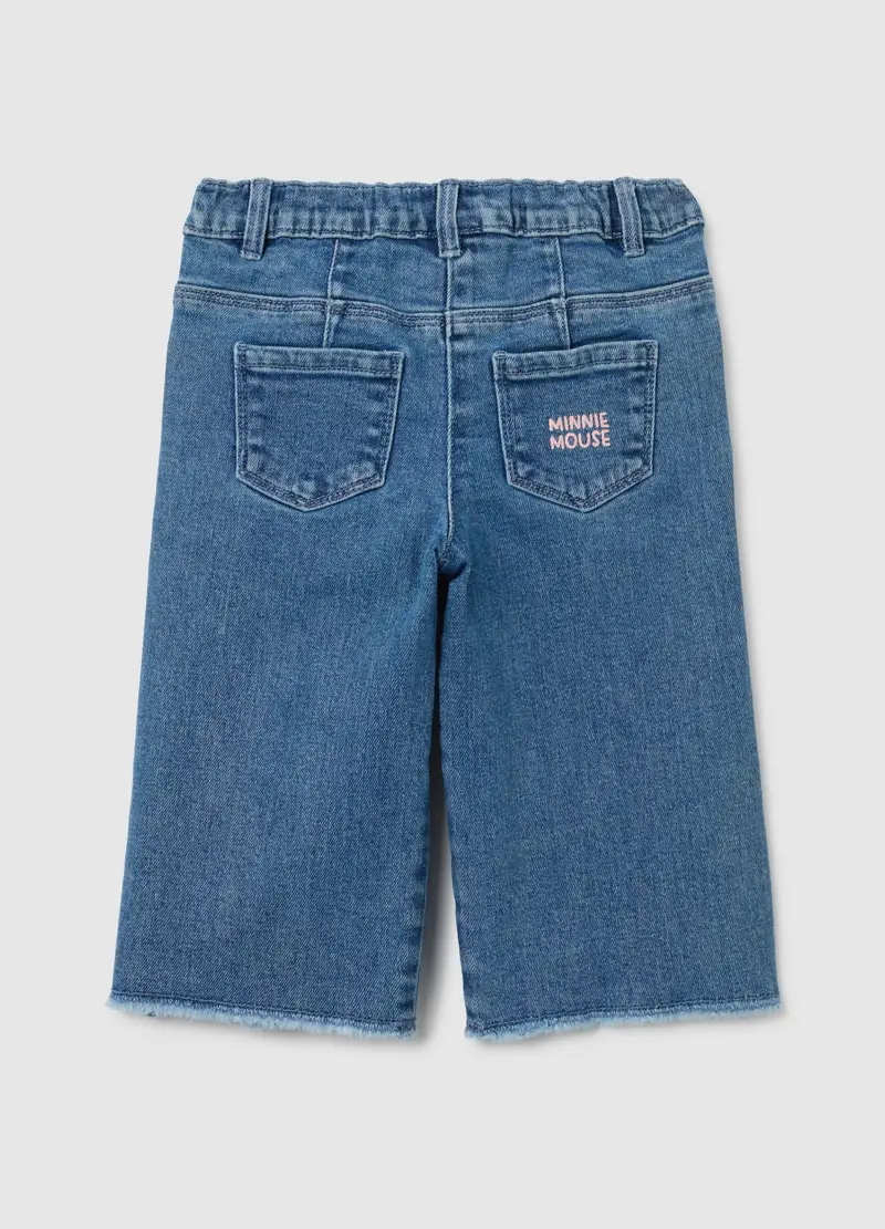 Pantaloni Da Bambina In Denim Elasticizzato Con Stampa Minnie, Denim miniatura 2
