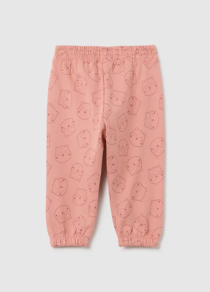 Pantaloni Da Bambina In Puro Cotone Rosa Con Stampa Di Animali, Rosa miniatura 2