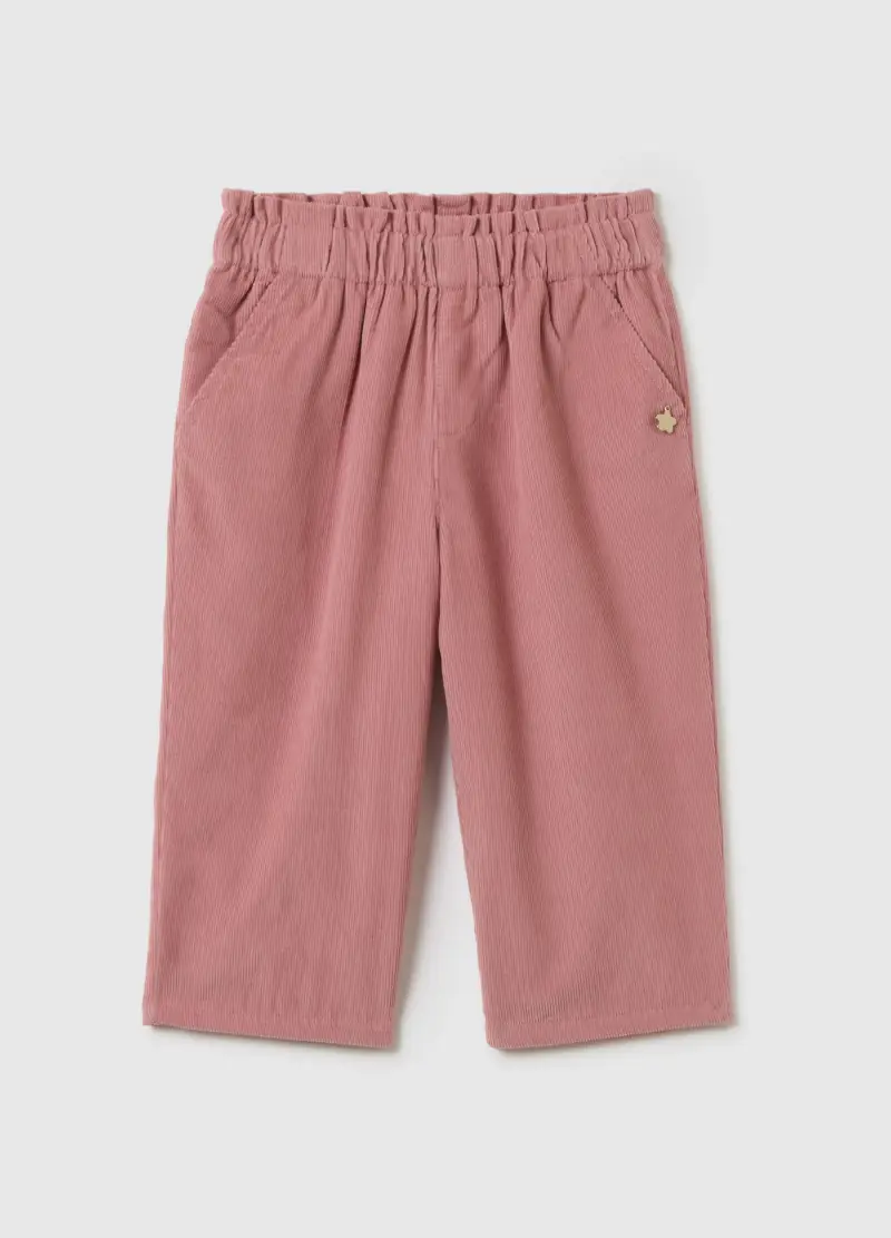 Pantaloni Da Bambina In Puro Cotone Rosa Regular Fit, Rosa