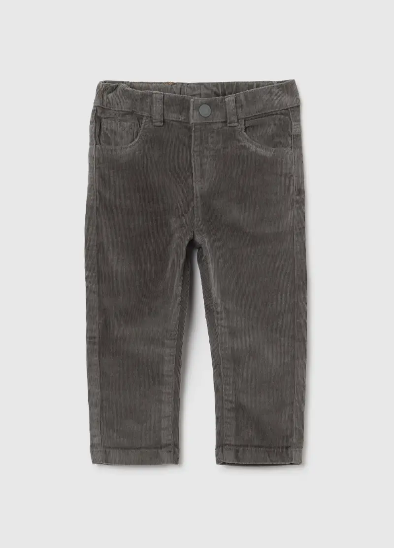 Pantaloni Da Bambino In Misto Cotone Elasticizzato Grigi Regular Fit, Grigio