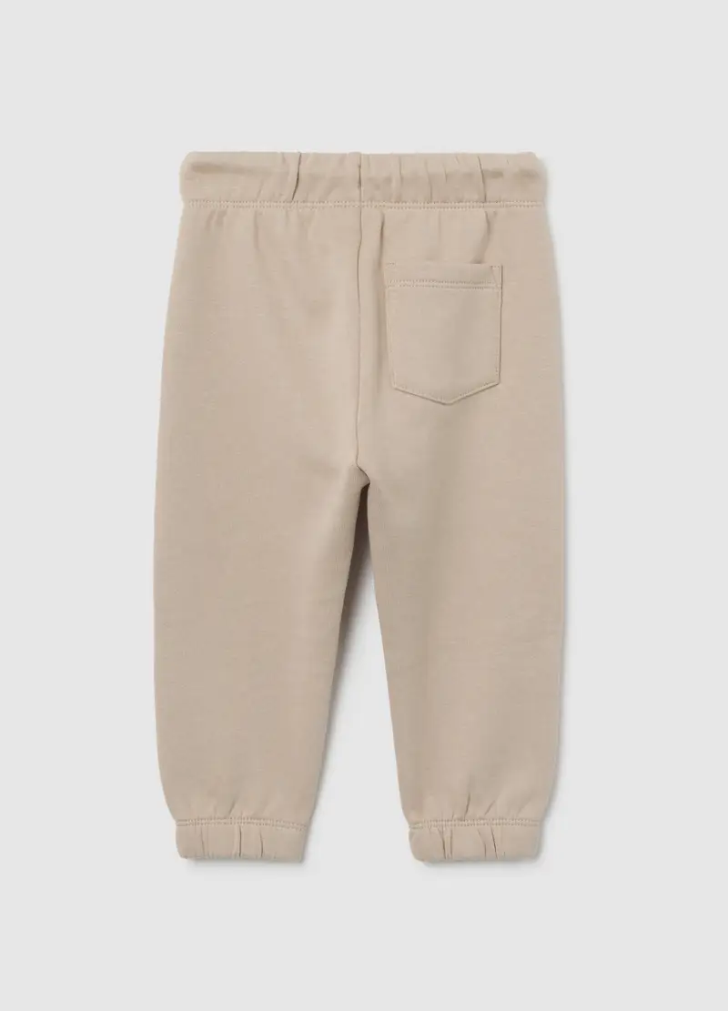 Pantaloni Da Bambino In Puro Cotone Beige Regular Fit Con Stampa, Beige miniatura 2