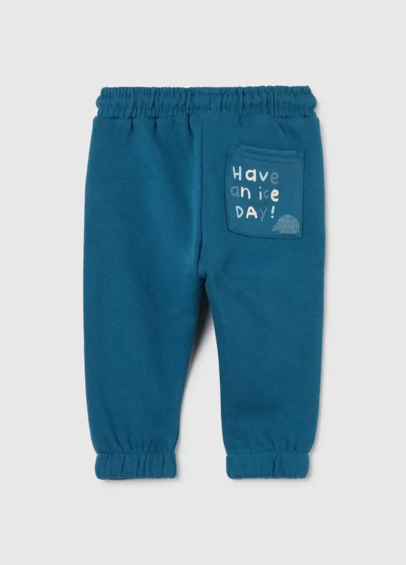 Pantaloni Da Bambino In Puro Cotone Blu Regular Fit, Blu miniatura 2