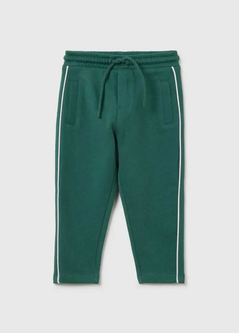 Pantaloni Da Bambino In Puro Cotone Verde Regular Fit, Verde