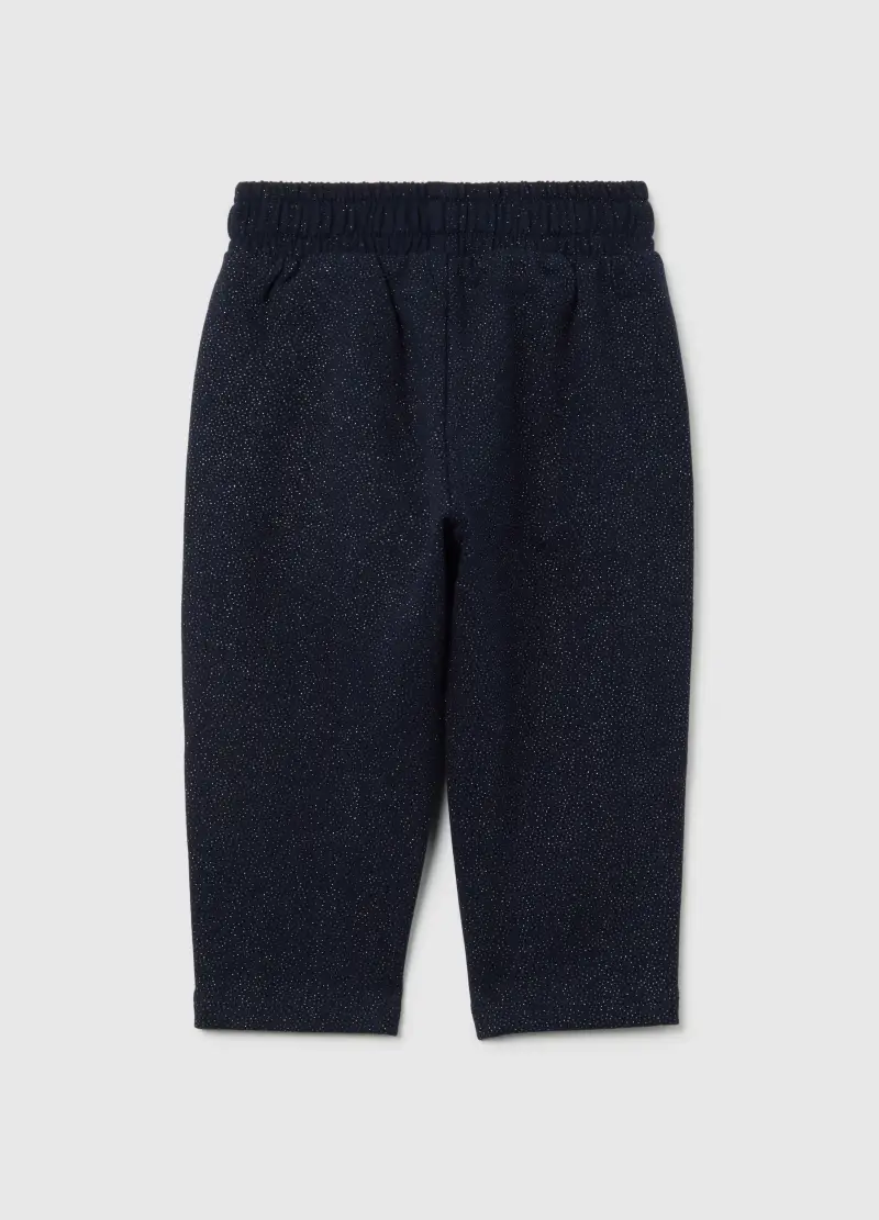 Pantaloni Da Bimba In Cotone Elasticizzato Blu Con Glitter, Bambina, Blu miniatura 2