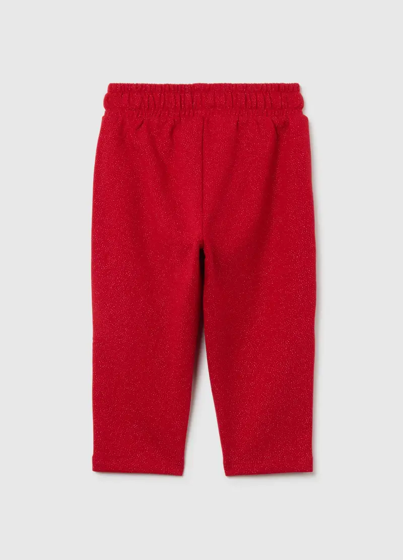 Pantaloni Da Bimba In Cotone Elasticizzato Rossi Con Glitter, Bambina, Rosso miniatura 2