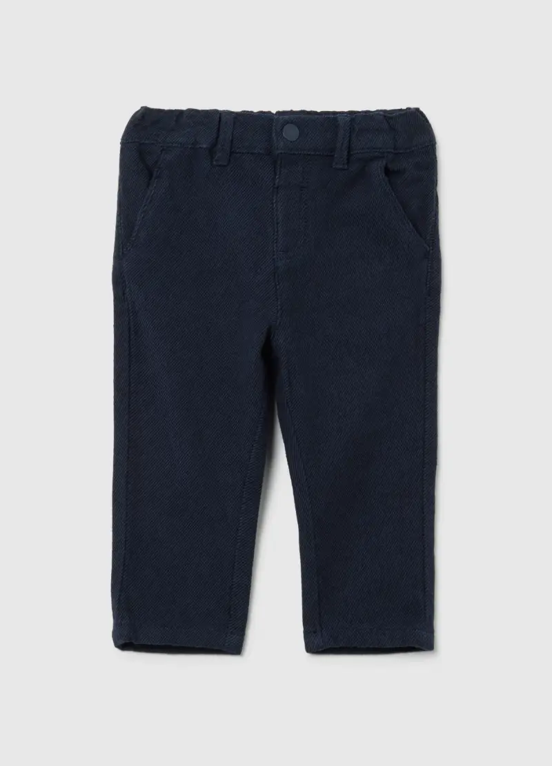 Pantaloni Da Bimbo In Misto Cotone Elasticizzato Blu Regular Fit, Bambino, Blu