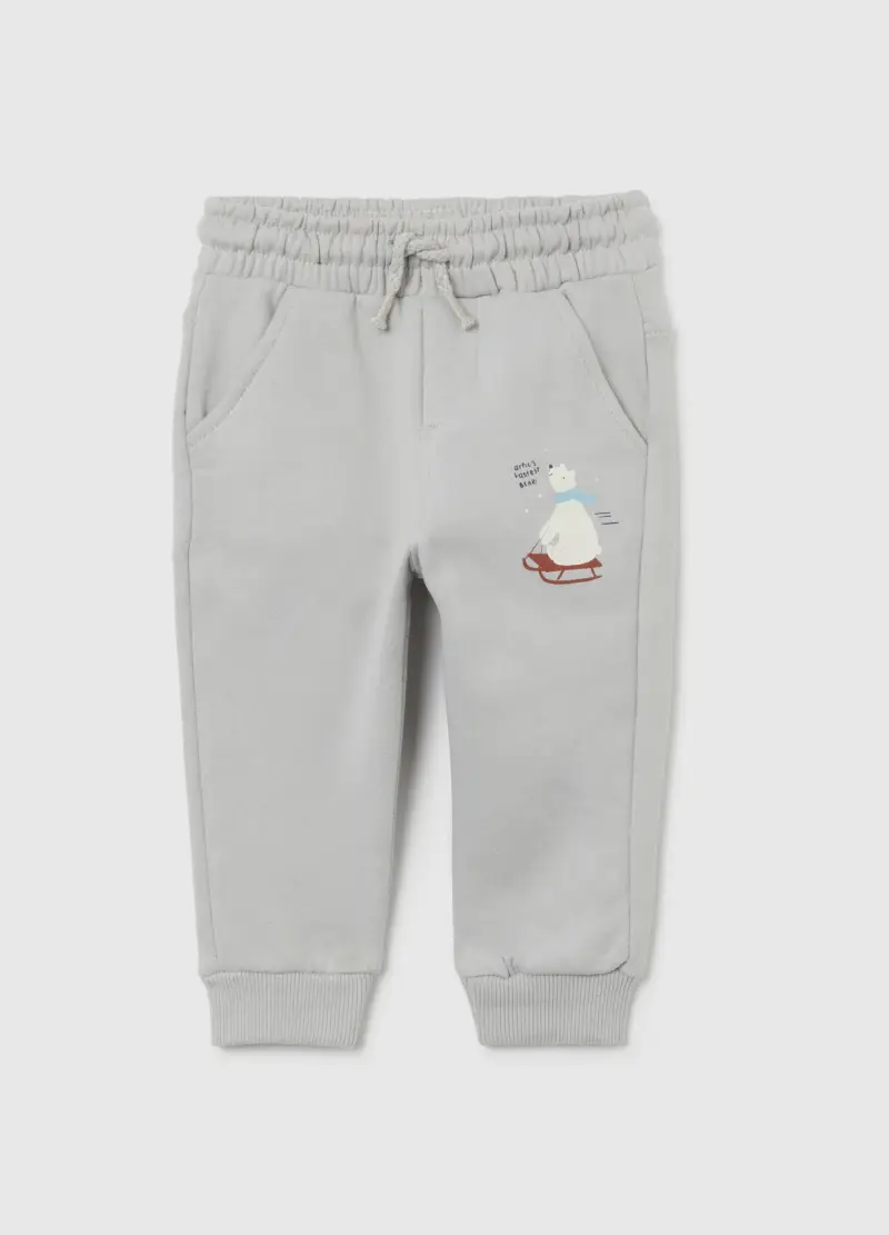 Pantaloni Da Bimbo In Puro Cotone Grigi Regular Fit, Bambino, Grigio