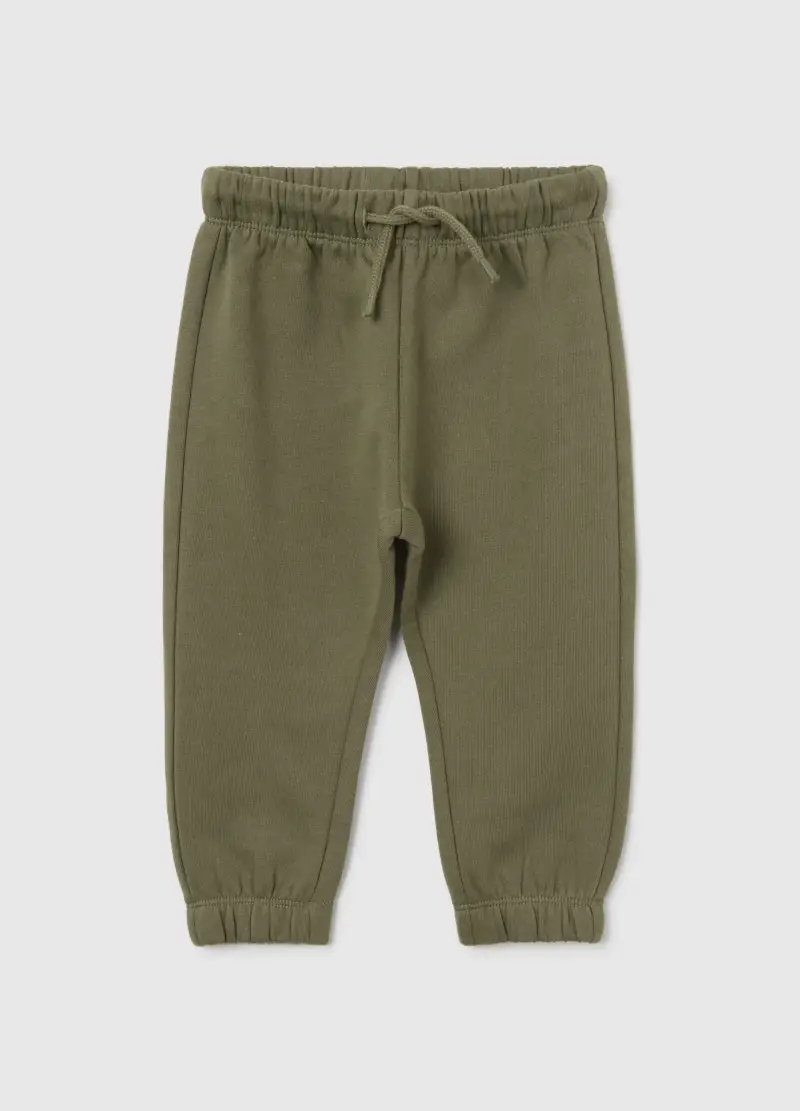 Pantaloni Da Bimbo In Puro Cotone Verdi Regular Fit Con Vita Elasticizzata, Bambino, Verde