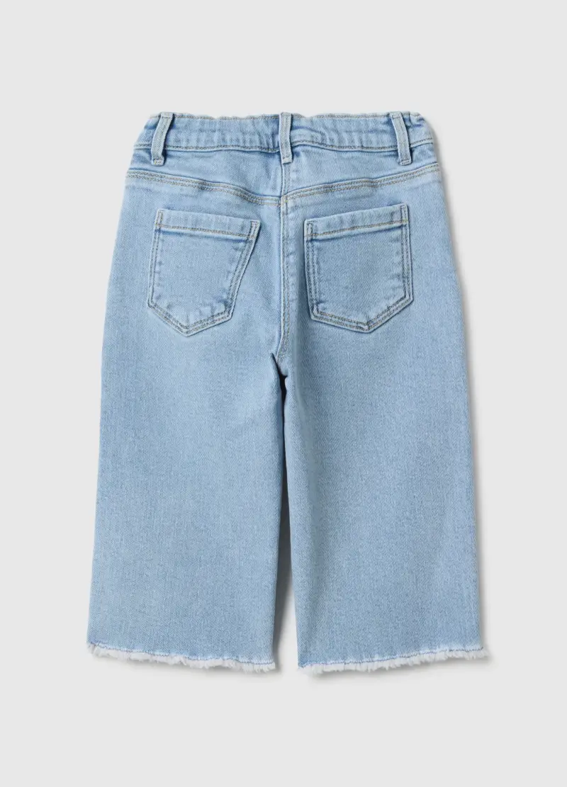 Pantaloni In Cotone Azzurro Wide Leg Con Mickey E Minnie Da Bimba, Bambina, Azzurro miniatura 2