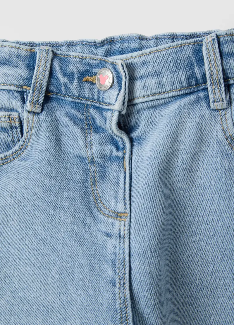 Pantaloni In Cotone Azzurro Wide Leg Con Mickey E Minnie Da Bimba, Bambina, Azzurro miniatura 3