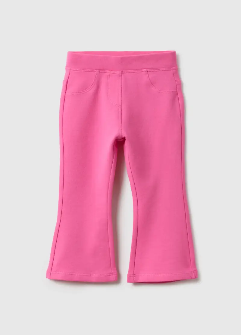 Pantaloni In Cotone Elasticizzato Rosa Slim Fit Per Bimba, Bambina, Rosa