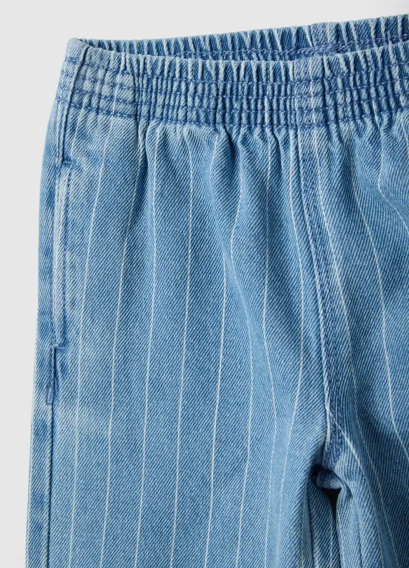 Pantaloni In Misto Cotone Azzurri Wide Leg Per Bimba, Bambina, Azzurro miniatura 3