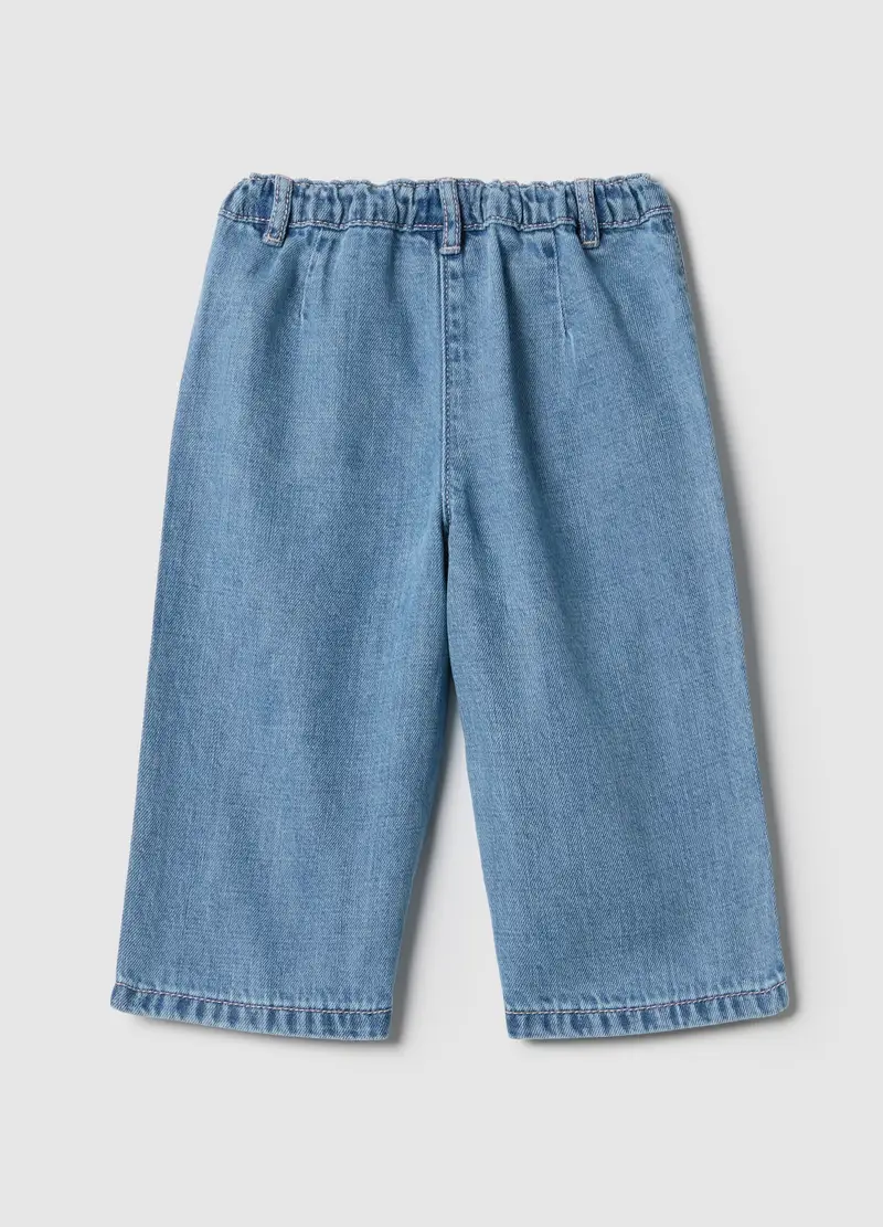 Pantaloni In Misto Cotone Blu Da Bimba Regular Fit Con Ricami, Bambina, Blu miniatura 2