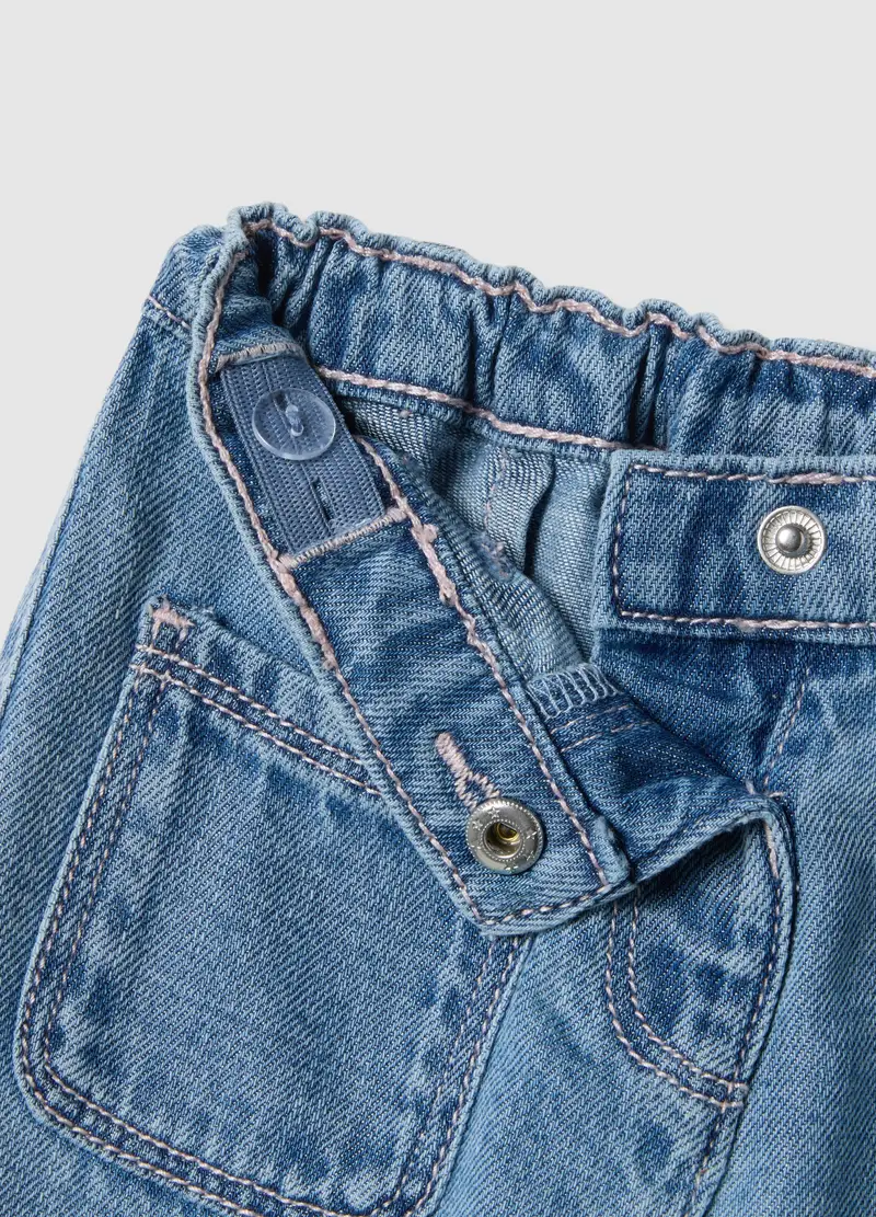 Pantaloni In Misto Cotone Blu Da Bimba Regular Fit Con Ricami, Bambina, Blu miniatura 3