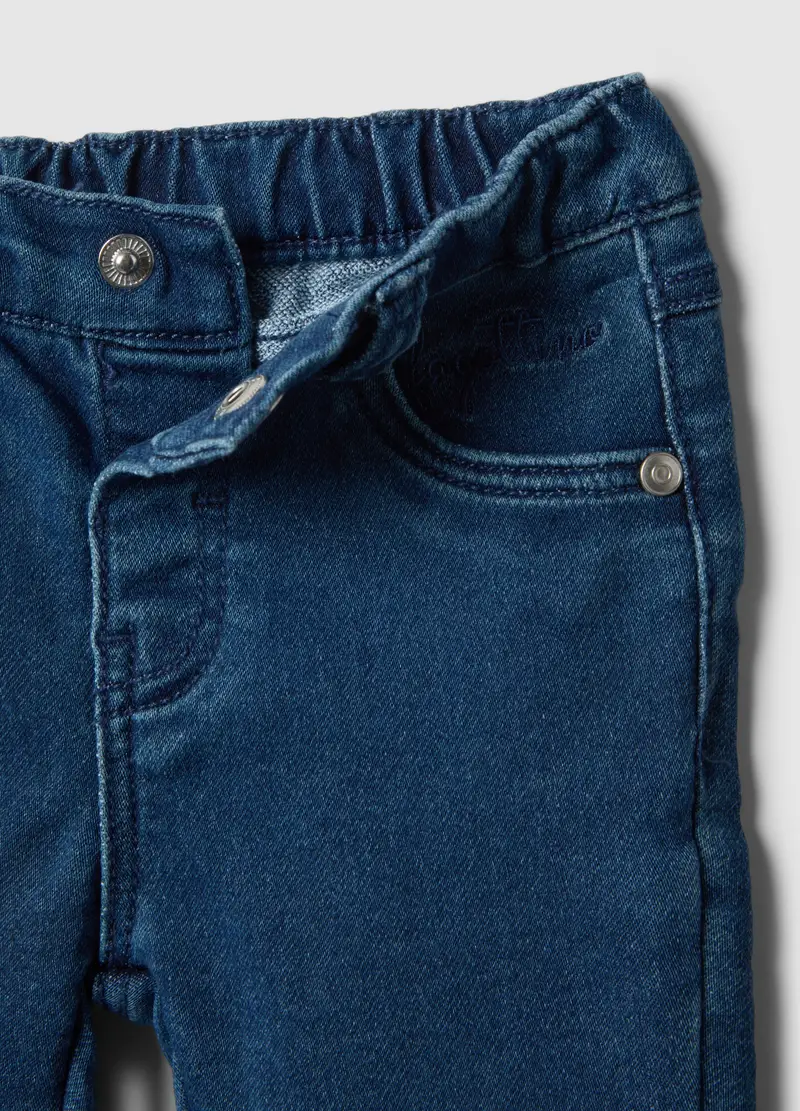 Pantaloni In Misto Cotone Elasticizzato Blu Da Neonato Regular Fit, Unisex, Blu miniatura 3