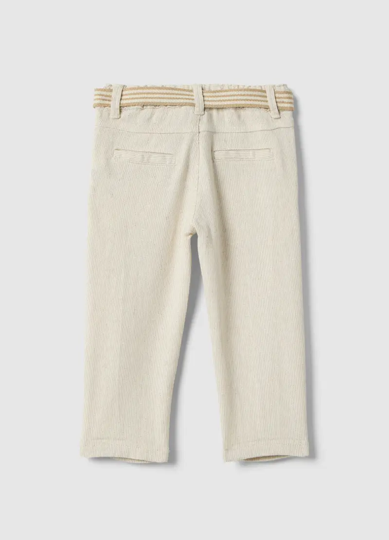 Pantaloni In Misto Lino E Viscosa Beige Da Bimbo Regular Fit, Bambino, Beige miniatura 2