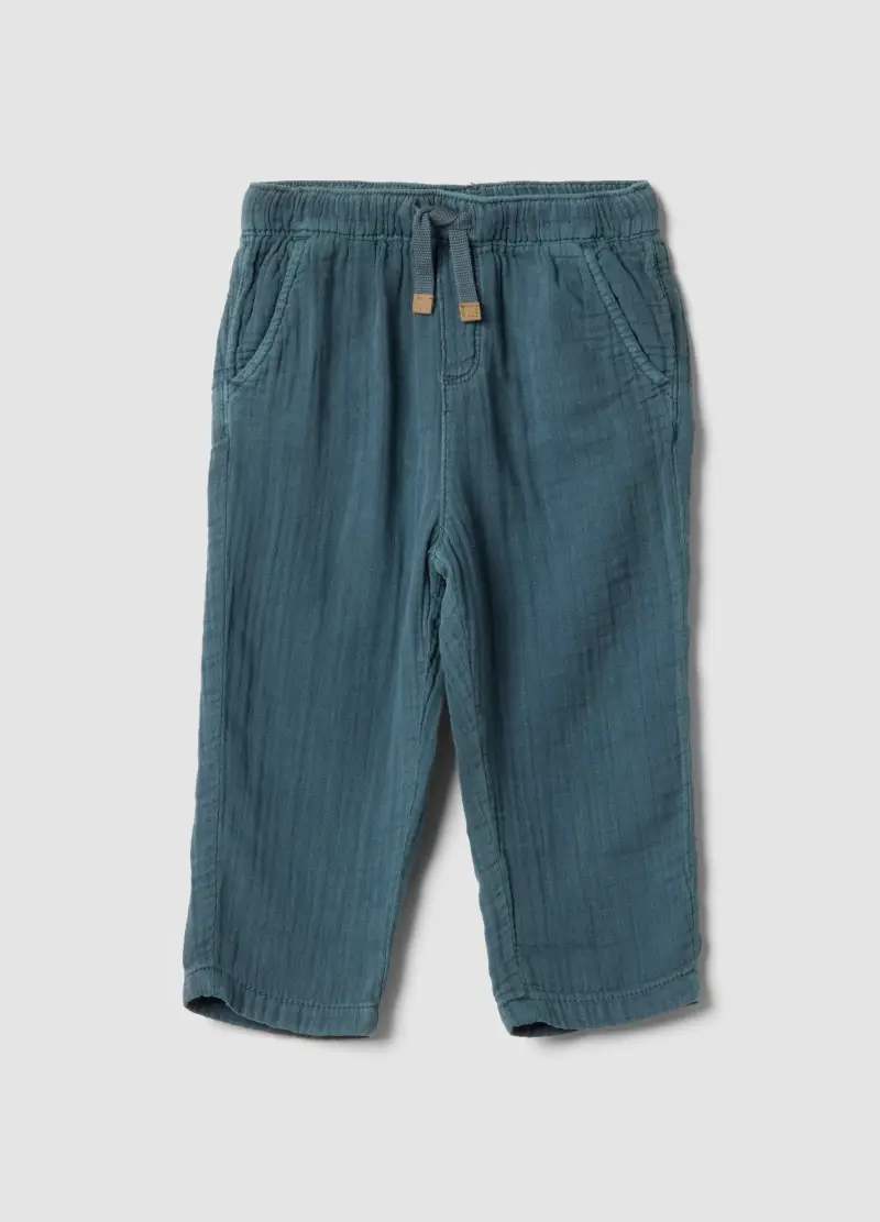 Pantaloni In Puro Cotone Blu Da Bimbo Regular Fit, Bambino, Blu