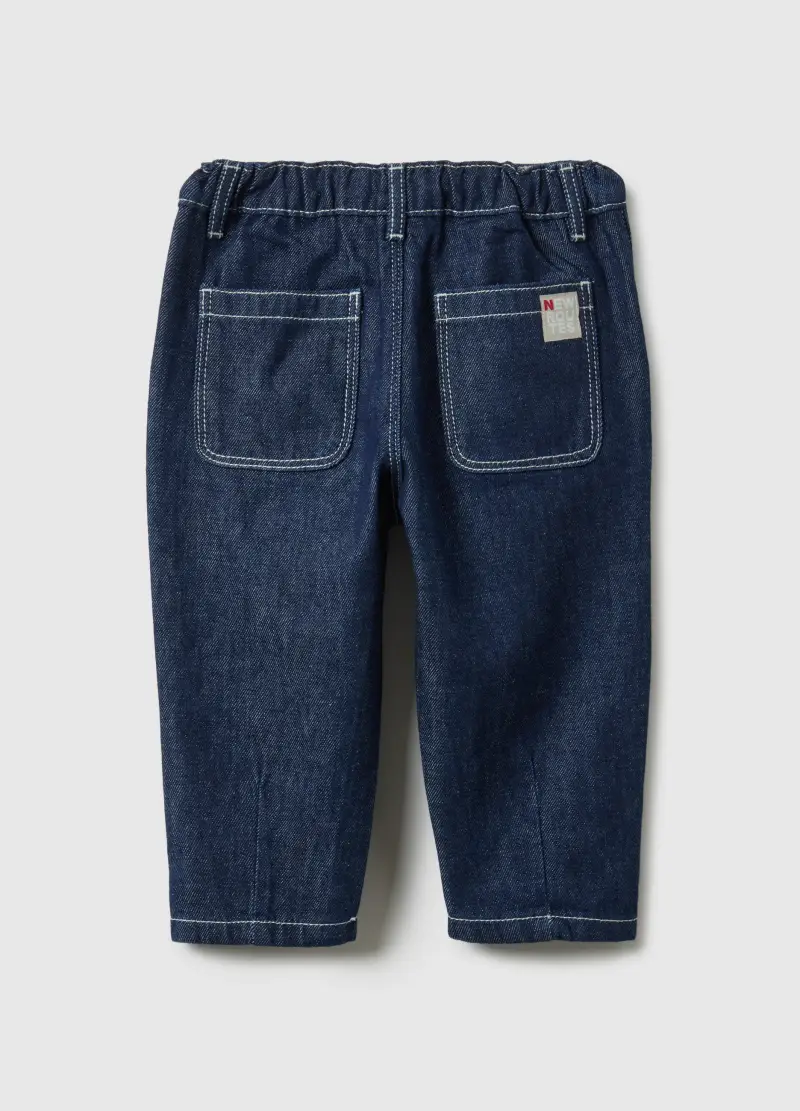 Pantaloni In Puro Cotone Blu Regular Fit Per Bimbo, Bambino, Blu miniatura 2