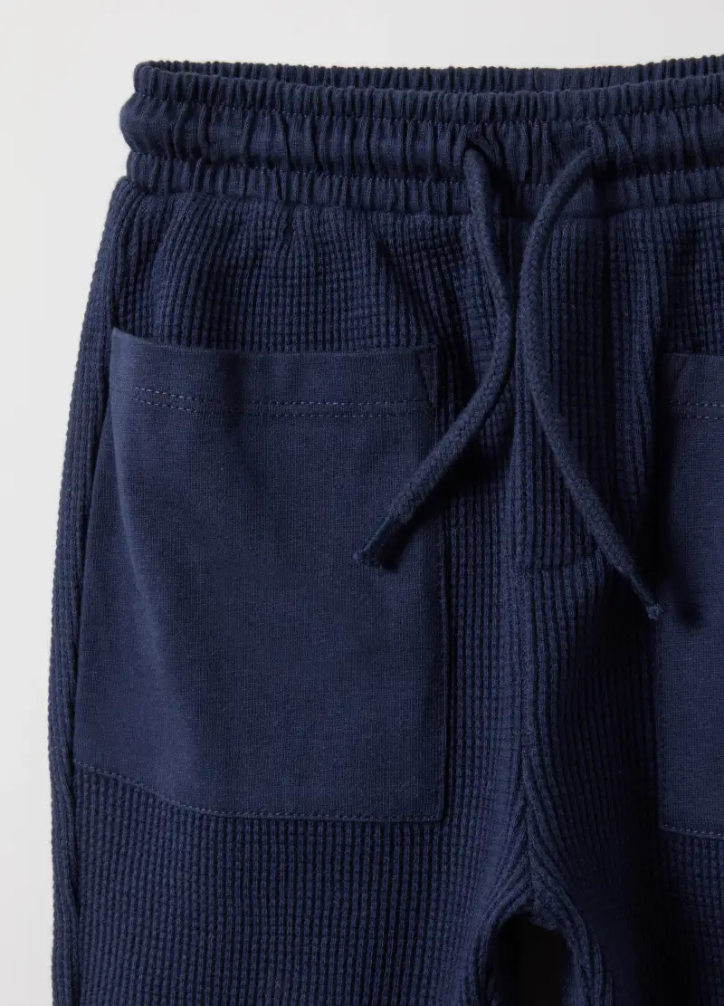 Pantaloni In Puro Cotone Blu Regular Fit Per Bimbo, Bambino, Blu miniatura 3