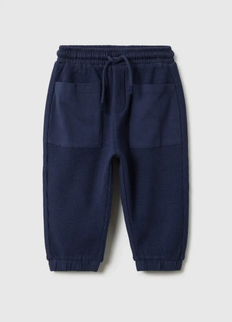 Pantaloni In Puro Cotone Blu Regular Fit Per Bimbo, Bambino, Blu